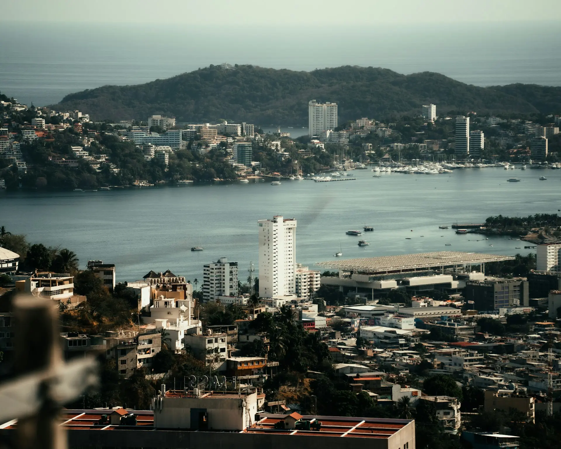 a large body of water surrounded by a city